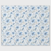 Elegant Blue Watercolor Florals Cadeaupapier (Vlak)