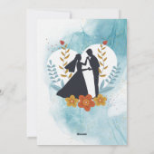 Elegant Blue Watercolor & Gold Wedding Invitation Kaart (Achterkant)