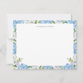 Elegant Blue Watercolor Hydrangea Personalized Notitiekaartje