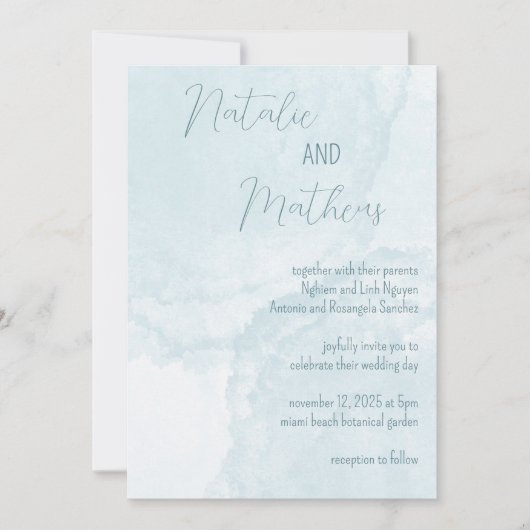 Elegant Blue Watercolor Kaart (Voorkant)