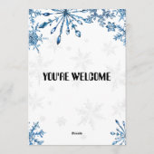 Elegant Blue Watercolor Snowflake Wedding Invite Kaart (Achterkant)