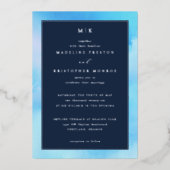 Elegant Blue Watercolor Wedding Invitation Folie Uitnodiging (Voorkant)