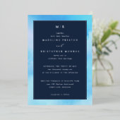 Elegant Blue Watercolor Wedding Invitation Folie Uitnodiging (Staand Voorkant)