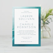 Elegant Blue Watercolor Wedding Invitation Kaart (Staand voorkant)