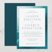 Elegant Blue Watercolor Wedding Invitation Kaart (Voorkant / Achterkant)
