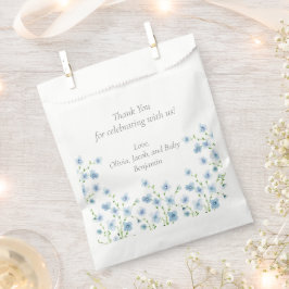 Elegant Blue Watercolor Wildflower Baby Shower Bedankzakje