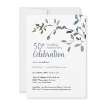 Elegant Blue Waterverf 25th Wedding Jubileum