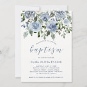 Elegant Blue Waterverf | Baptisme Kaart (Voorkant)