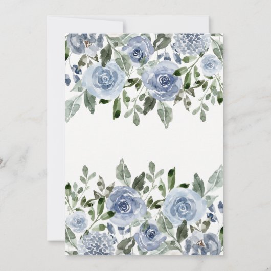 Elegant Blue Waterverf | Baptisme Kaart (Achterkant)