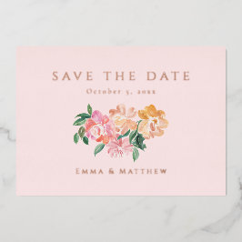 Elegant Blue Waterverf Botanical Save the Date Folie Uitnodiging