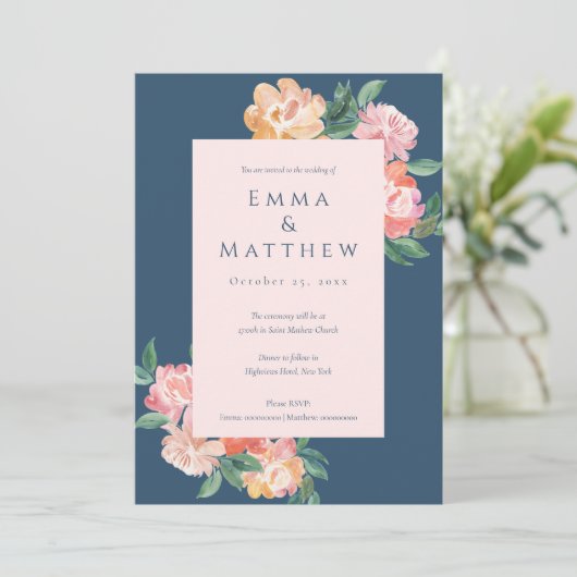 Elegant Blue Waterverf botanische tuin Kaart (Staand voorkant)