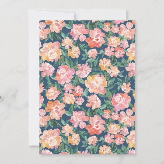 Elegant Blue Waterverf botanische tuin Kaart (Achterkant)