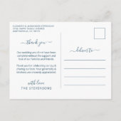 Elegant blue waterverf bruiloft 3 foto bedankt briefkaart (Achterkant)