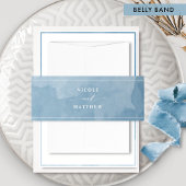 Elegant Blue Waterverf, bruiloft Uitnodigingen Wikkel