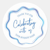 Elegant Blue Waterverf Business Event Bedankt Ronde Sticker (Voorkant)