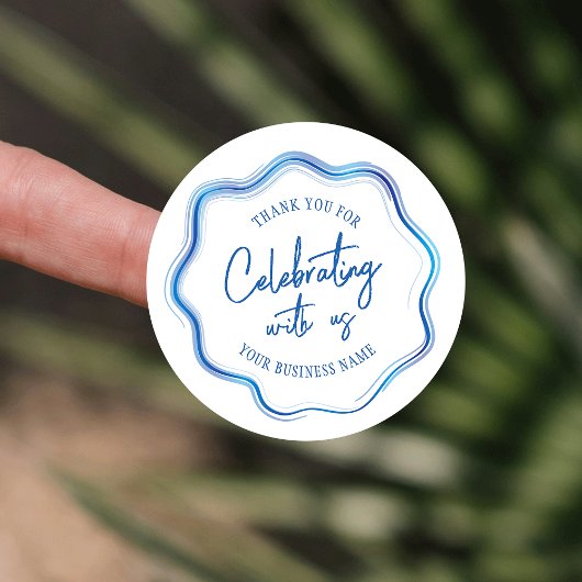 Elegant Blue Waterverf Business Event Bedankt Ronde Sticker