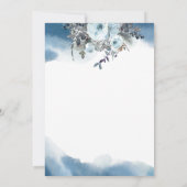 Elegant Blue Waterverf en Blue Floral Wedding Kaart (Achterkant)