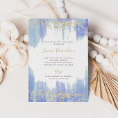 Elegant Blue Waterverf en Gold | BABY SHOWER Kaart