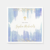Elegant Blue Waterverf en Gold | Baptisme Servet (Voorkant)
