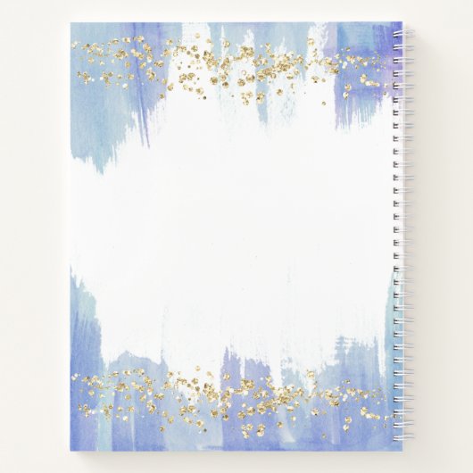 Elegant Blue Waterverf en Gold | Notitieboek (Achterkant)