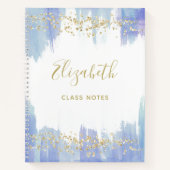 Elegant Blue Waterverf en Gold | Notitieboek (Voorkant)
