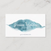 Elegant blue waterverf feminine script visitekaartje (Voorkant)