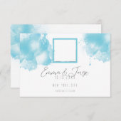 Elegant Blue Waterverf Flat Save the Date Kaart (Voorkant / Achterkant)