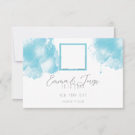 Elegant Blue Waterverf Flat Save the Date Kaart
