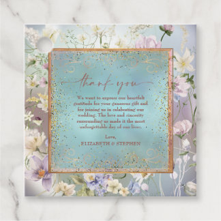 Elegant Blue Waterverf Floral Bedankjes Labels
