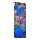 Elegant Blue Waterverf Floral botanische tuin Thermosbeker (Geroteerd rechts)