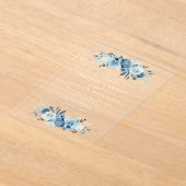 Elegant blue waterverf floral bruiloft acryl uitnodigingen (Laagn)