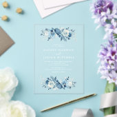 Elegant blue waterverf floral bruiloft acryl uitnodigingen (Insitu (Huwelijk))