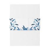Elegant blue Waterverf floral Chinoiserie Wedding Uitnodigingen Wikkel (Achterkant Voorbeeld)