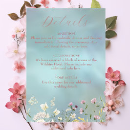 Elegant Blue Waterverf Floral Informatiekaartje