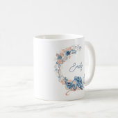 Elegant Blue Waterverf Floral Koffiemok (Voorkant rechts)