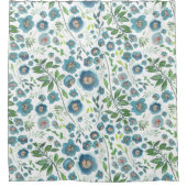 Elegant Blue Waterverf Floral Pattern Douchegordijn (Voorkant)