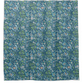 Elegant Blue Waterverf Floral Pattern Douchegordijn (Voorkant)