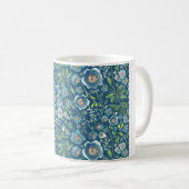 Elegant Blue Waterverf Floral Pattern Koffiemok (Voorkant rechts)