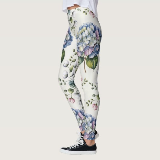 Elegant Blue Waterverf Floral Pattern Leggings (Links)