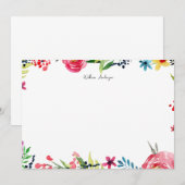 Elegant Blue Waterverf Floral Personal Stationery Notitiekaartje (Voorkant / Achterkant)