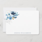 Elegant Blue Waterverf Floral Personal Stationery Notitiekaartje (Voorkant)