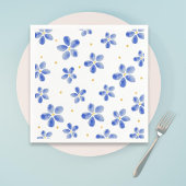 Elegant Blue Waterverf Floral Servet