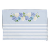 Elegant Blue Waterverf Floral Stripe Pillow Hoesje Kussensloop (Voorkant)