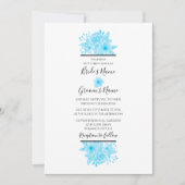 Elegant Blue Waterverf Floral Wedding Invitations Kaart (Voorkant)