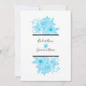 Elegant Blue Waterverf Floral Wedding Invitations Kaart (Achterkant)