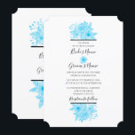Elegant Blue Waterverf Floral Wedding Invitations Kaart<br><div class="desc">Dit ontwerp bevat elegante blauwe waterverf bloemen. De prachtige blauwe bloemkleuren van de boeket worden op een elegante zwarte lijn geplaatst. Een eenvoudig, elegant ontwerp van de waterverf van bloemen dat boven en onder de tekst is aangebracht met een middenbloem die de namen van de bruid en de bruidegom met...</div>
