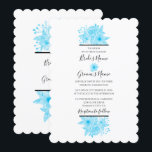 Elegant Blue Waterverf Floral Wedding Invitations Kaart<br><div class="desc">Dit ontwerp bevat elegante blauwe waterverf bloemen. De prachtige blauwe bloemkleuren van de boeket worden op een elegante zwarte lijn geplaatst. Een eenvoudig, elegant ontwerp van de waterverf van bloemen dat boven en onder de tekst is aangebracht met een middenbloem die de namen van de bruid en de bruidegom met...</div>