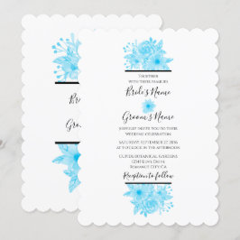 Elegant Blue Waterverf Floral Wedding Invitations Kaart