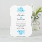 Elegant Blue Waterverf Floral Wedding Invitations Kaart (Staand voorkant)