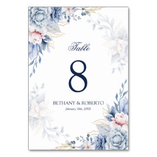 Elegant Blue Waterverf Floral Wedding Kaart